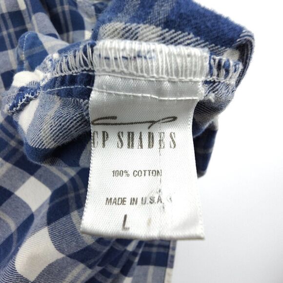 CP SHADES Cecilia Tunic Plaid Button Down Long Sleeve Shirt Navy Lagenlook Boho - Picture 7 of 8